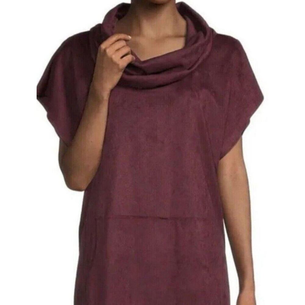 Bryn Walker Women Porto Wine Pocket Velvet Poncho Tunic Top Sz L $150 Lagenlook